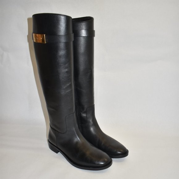 Tory Burch T-HARDWARE RIDING BOOT Black Size 6 M - Picture 2 of 9
